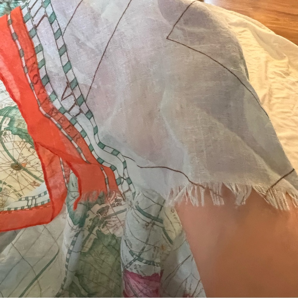 Unisex Large Rectangular Silk World Map Theme Sca… - image 3